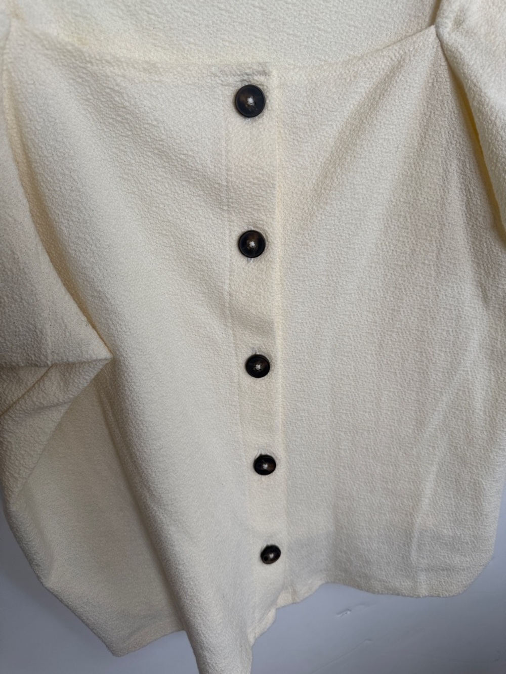 Madewell Cream Square-Neck Puff Sleeve Button Top - Picture 2 of 6